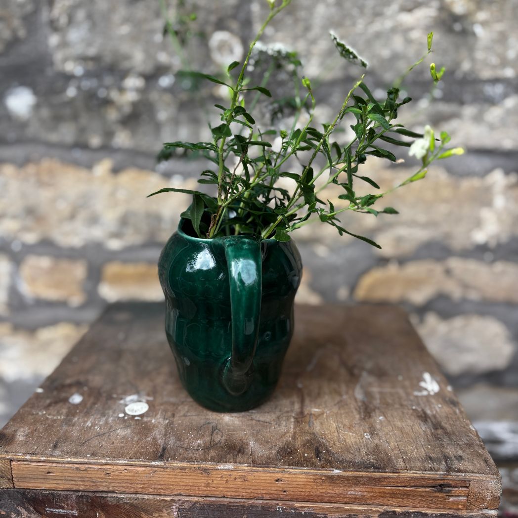 French Ceramic green 1930s jug
