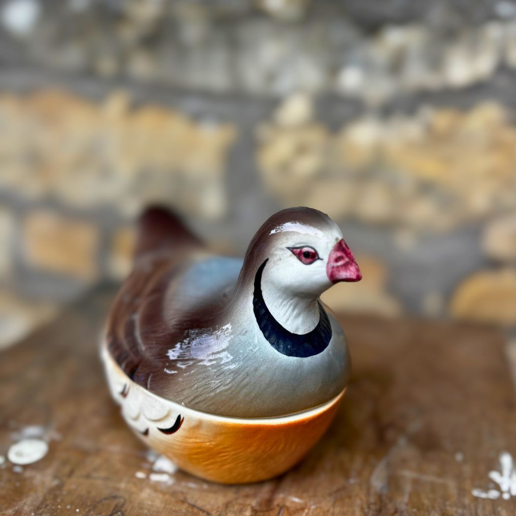 Vintage French ceramic Partridge Terrine