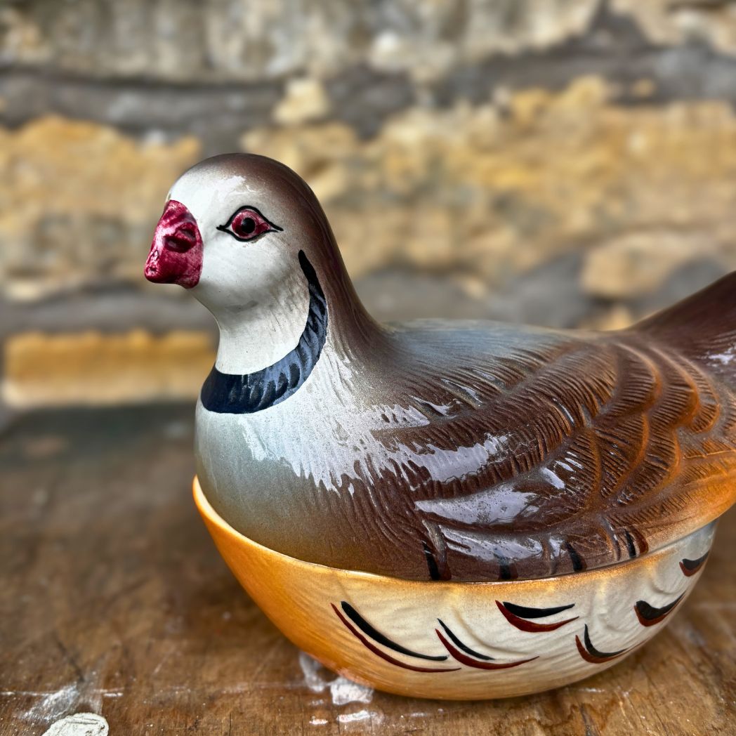 Vintage French ceramic Partridge Terrine