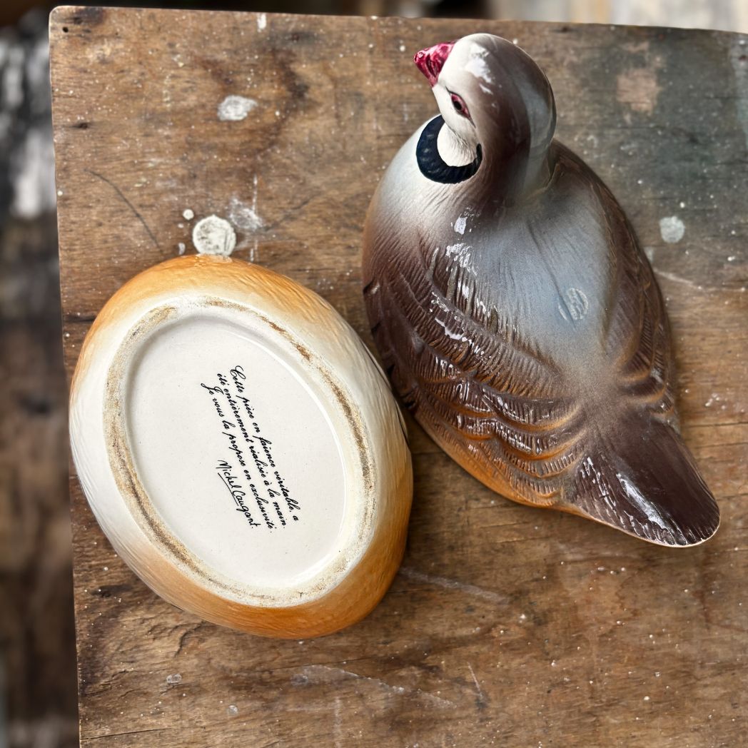 Vintage French ceramic Partridge Terrine