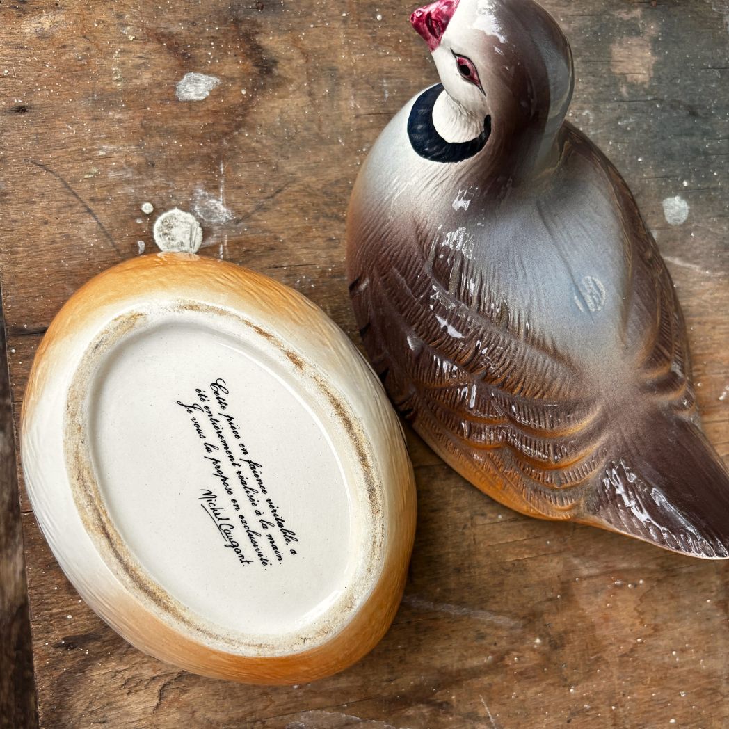 Vintage French ceramic Partridge Terrine