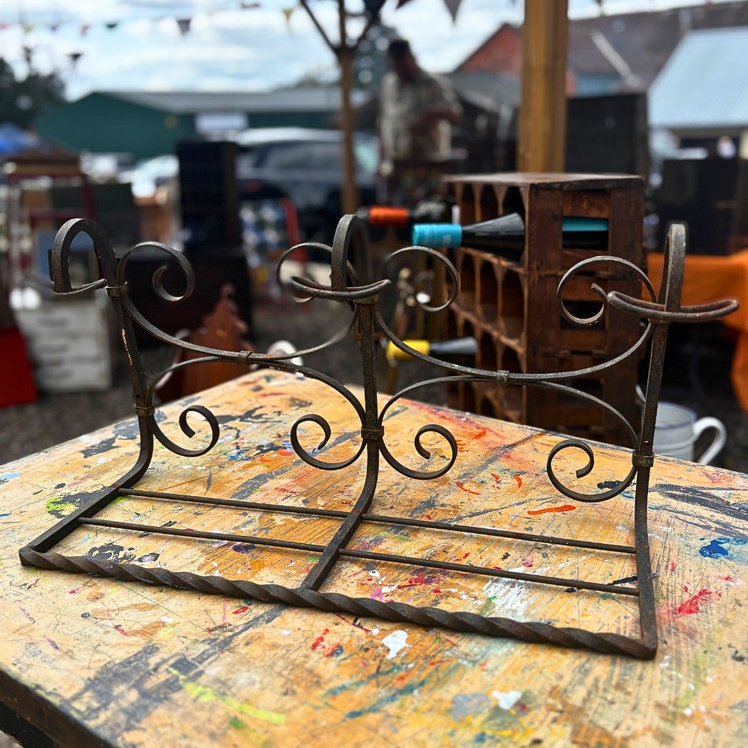 Vintage wrought iron coat rack