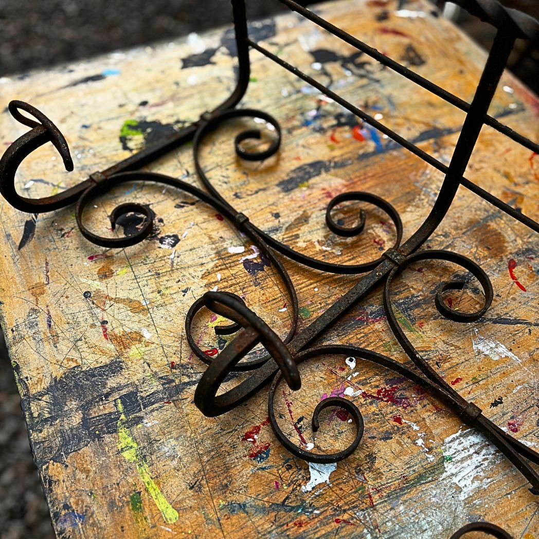 Vintage wrought iron coat rack