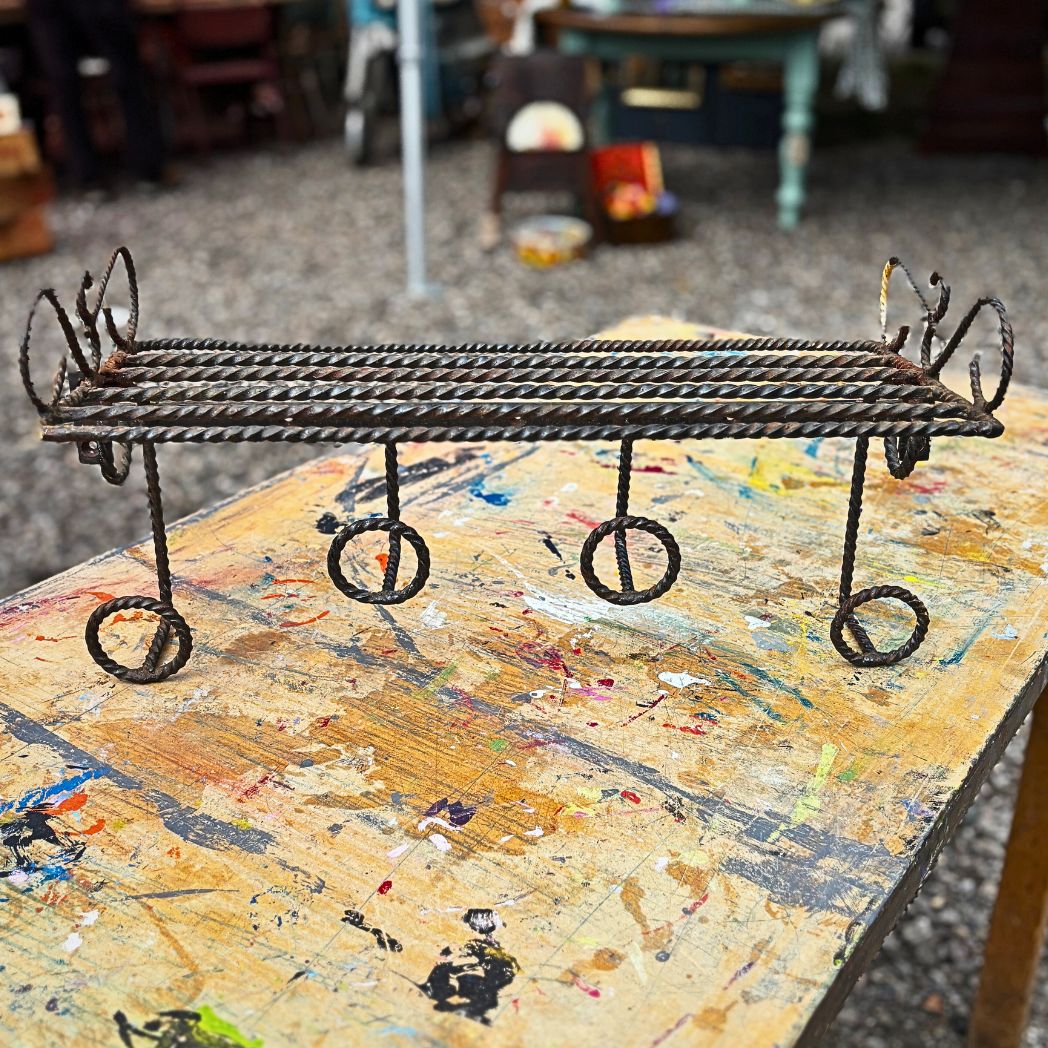 Vintage wrought iron coat rack