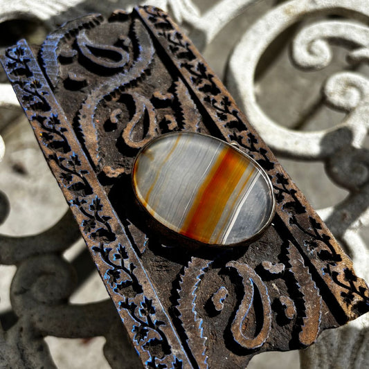 Victorian silver and banded agate brooch