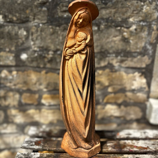 Vintage Terracotta Mary & child statue