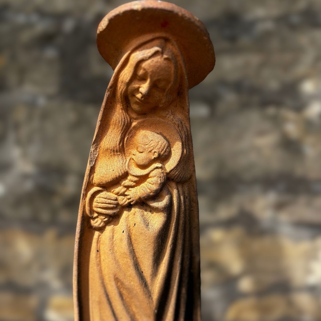 Vintage Terracotta Mary & child statue