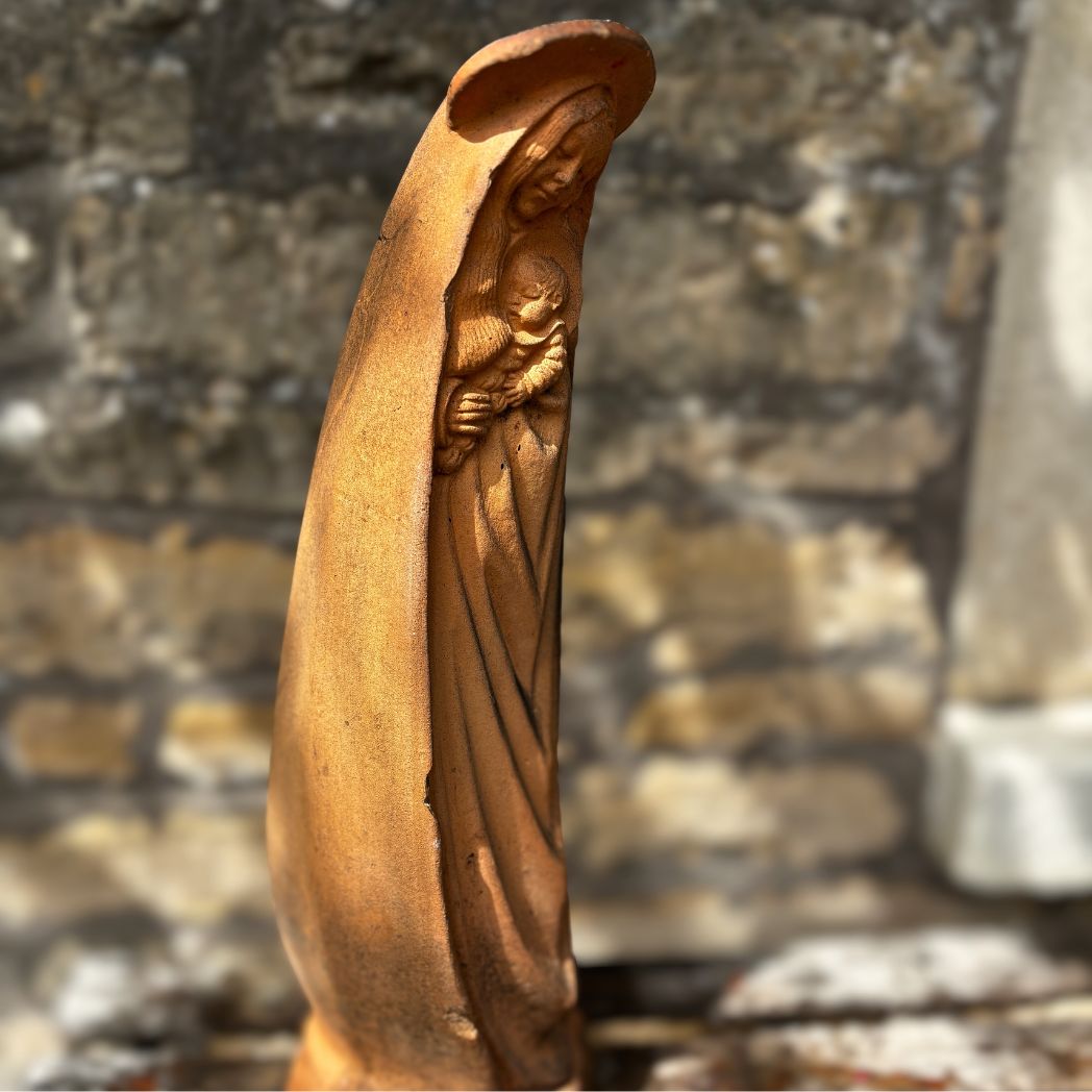 Vintage Terracotta Mary & child statue