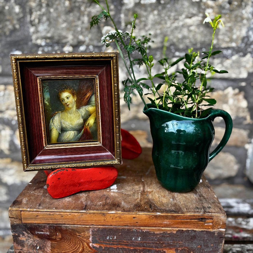 French Ceramic green 1930s jug