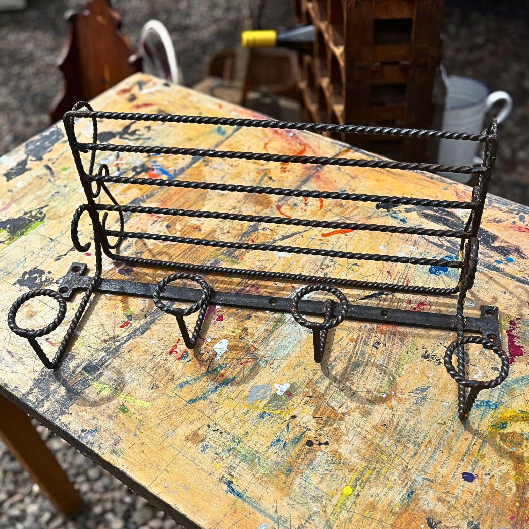 Vintage wrought iron coat rack