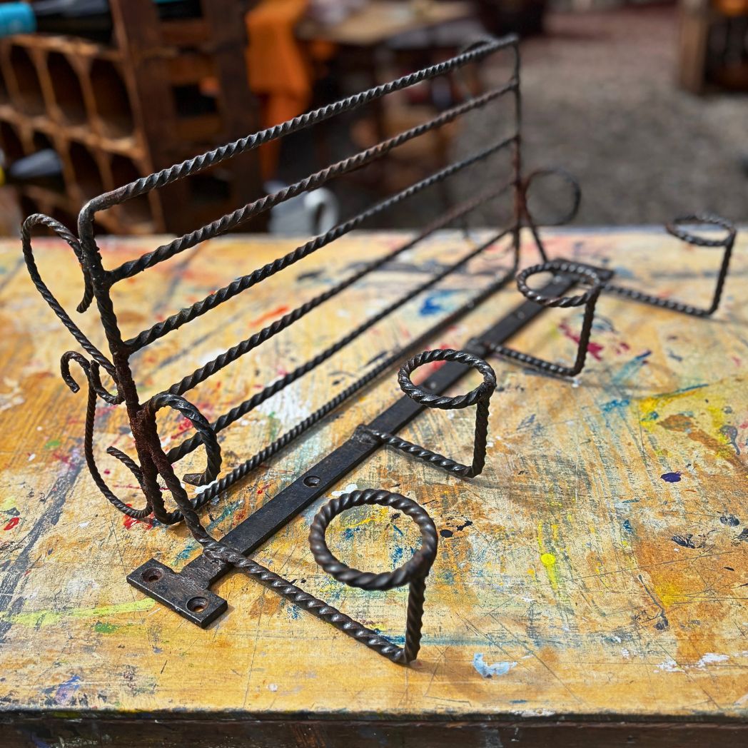 Vintage wrought iron coat rack