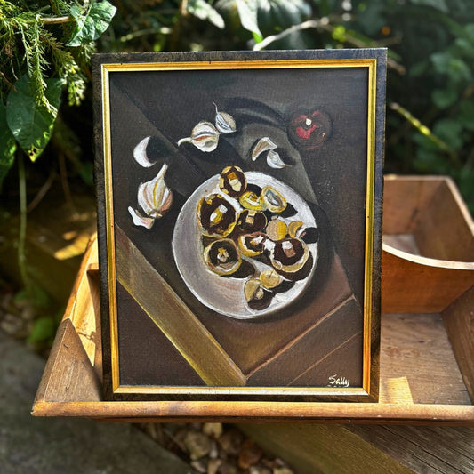 Vintage still-life oil painting