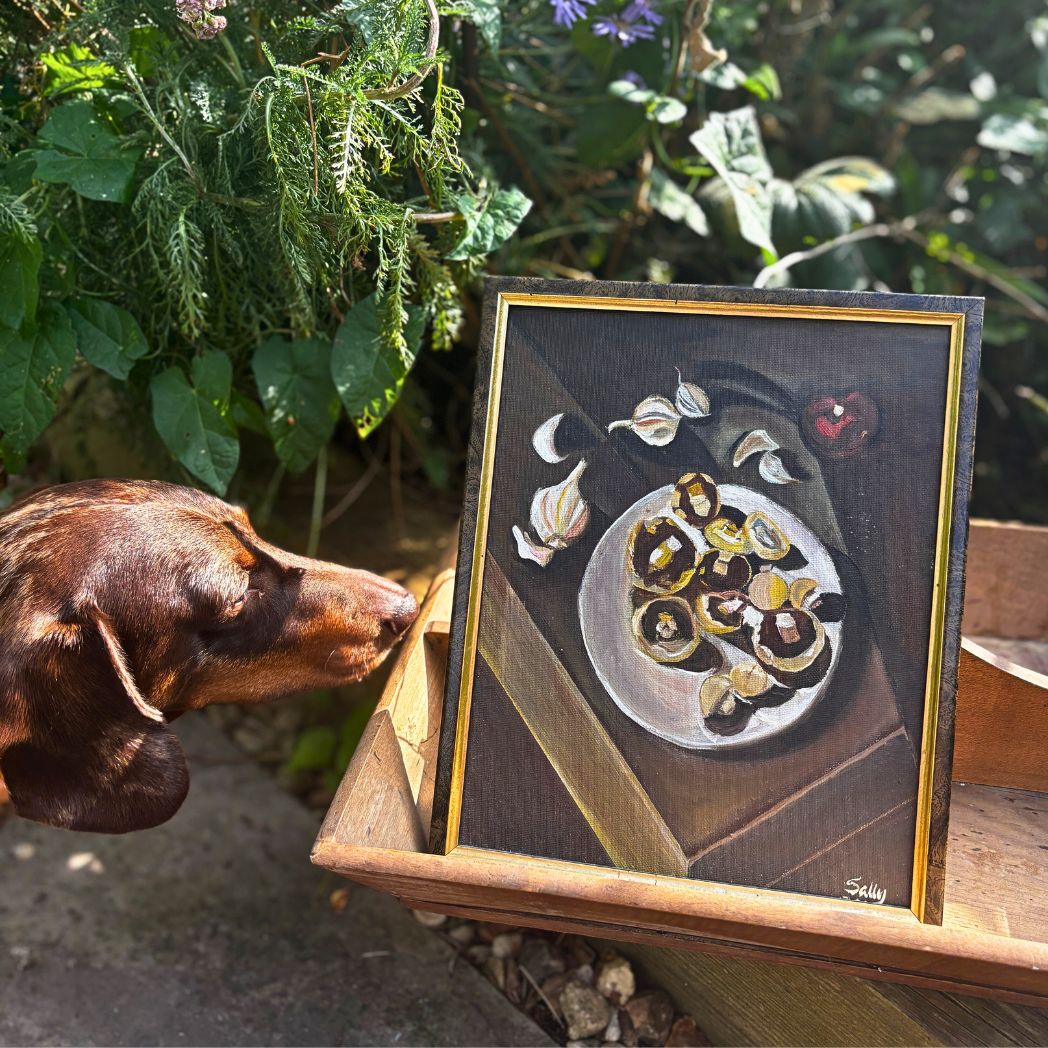 Vintage still-life oil painting
